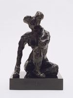 1908 Seated Figure, Right Hand on Ground 19cm
